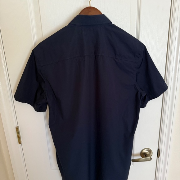 Men's Burberry Short-Sleeve Button Down Navy Check Sz M - Picture 6 of 9